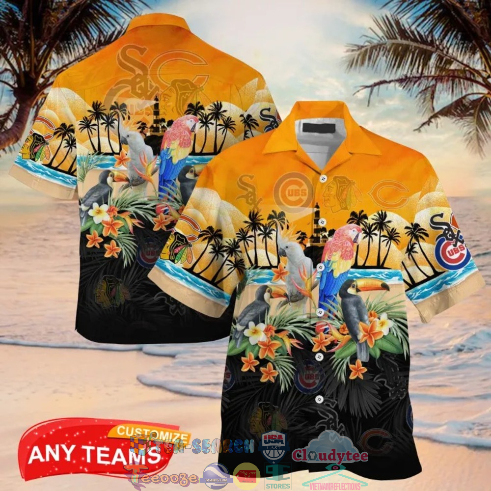Illinois Sport Teams Palm Tree Parrot Hawaiian Shirt