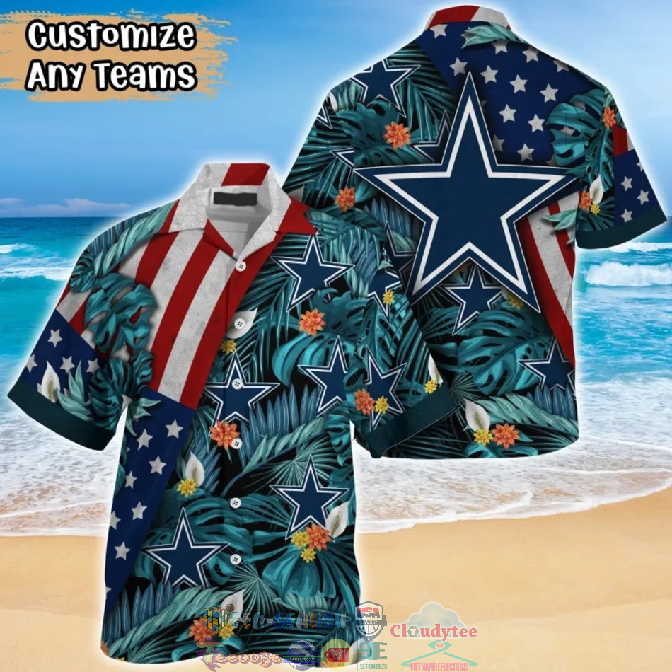 Dallas Cowboys NFL American Flag Tropical Hawaiian Shirt