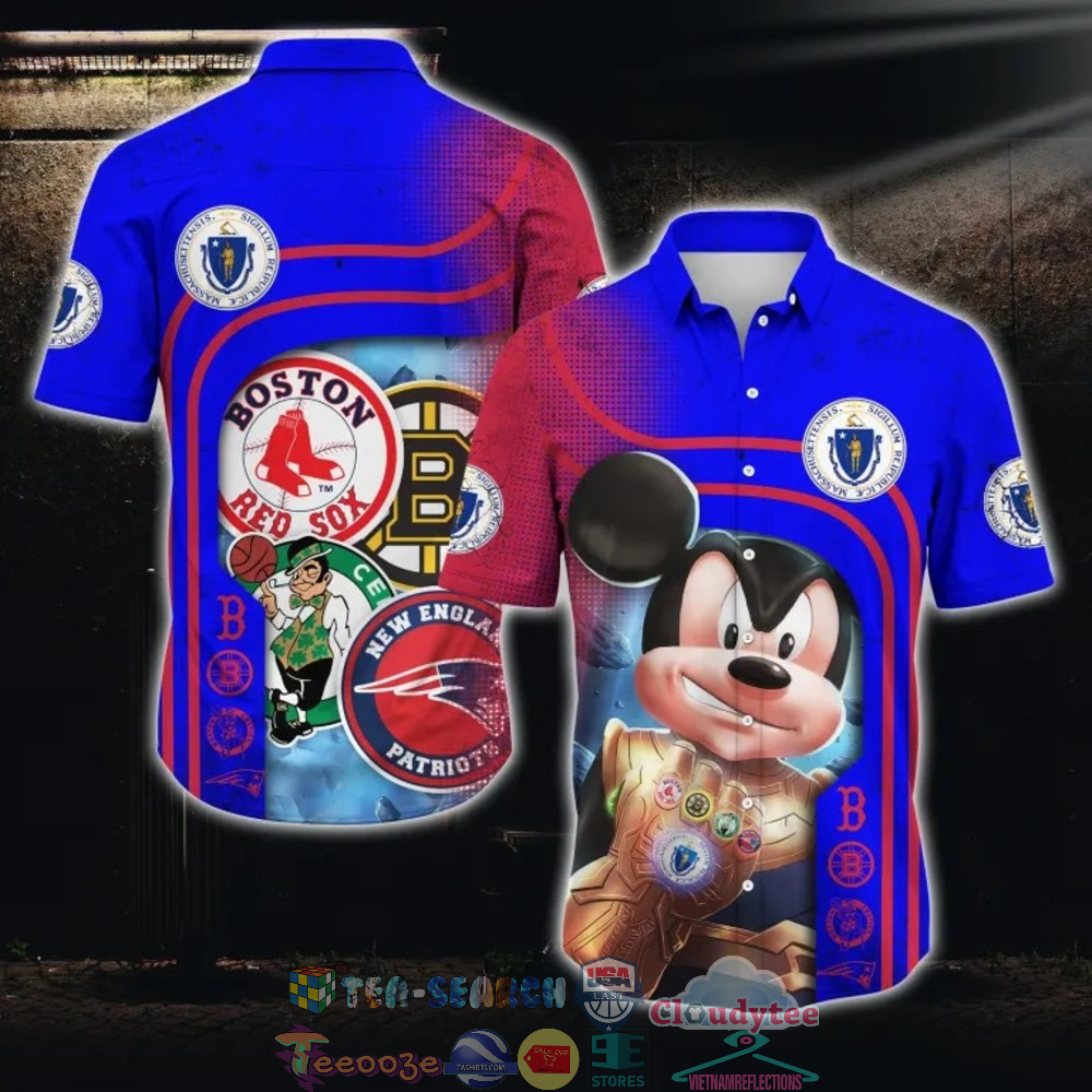 Massachusetts Sport Teams Mickey Power Stone Hawaiian Shirt