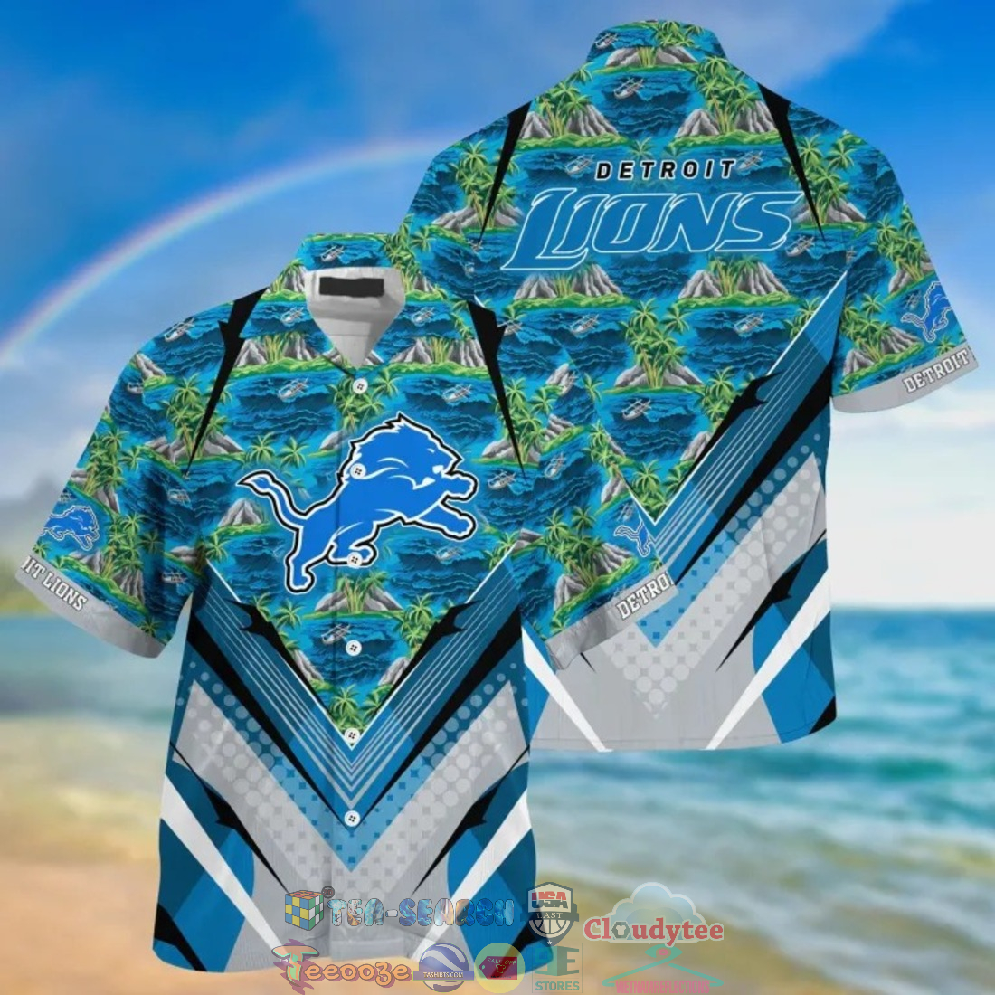 Detroit Lions NFL Island Palm Tree Hawaiian Shirt