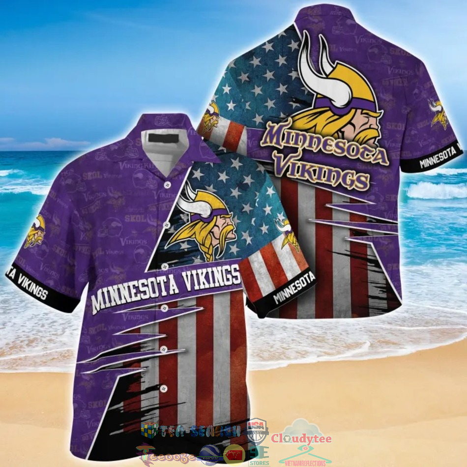 Minnesota Vikings NFL American Flag Hawaiian Shirt