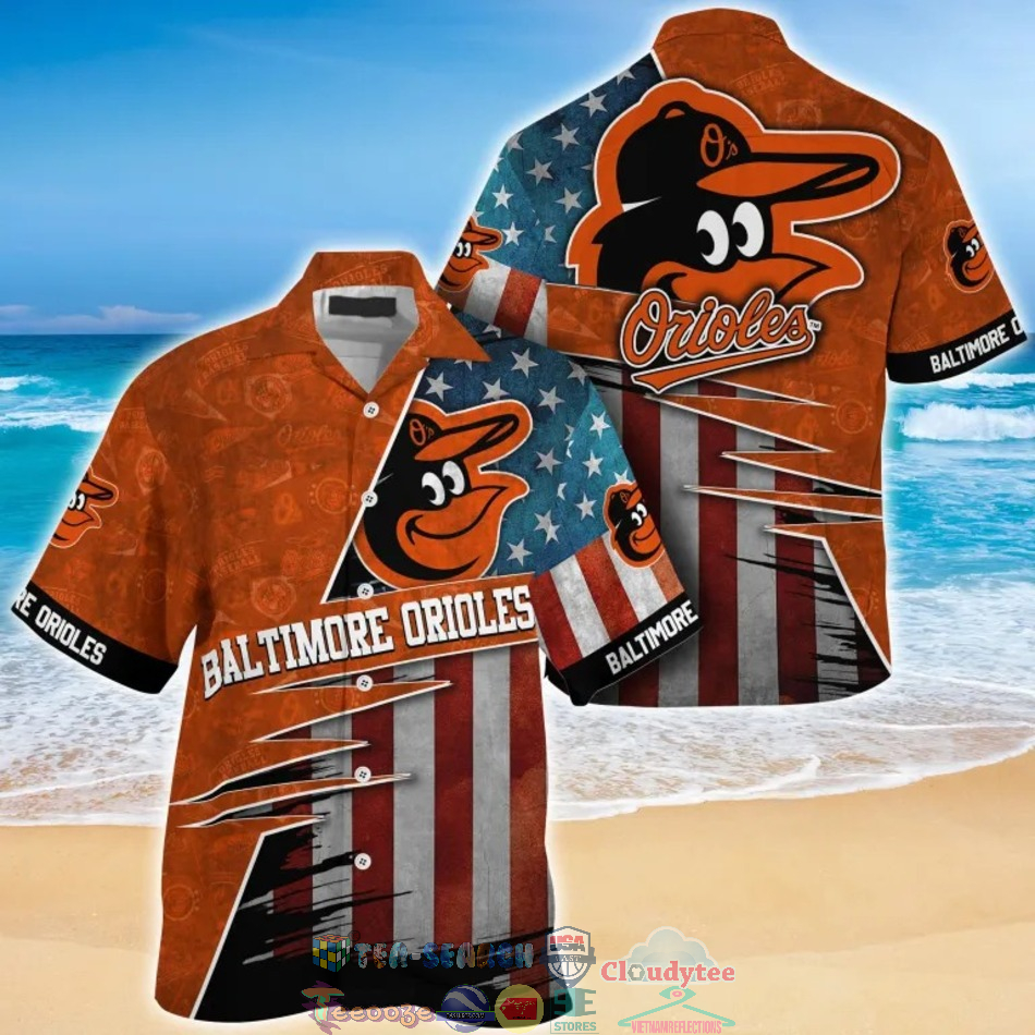 Baltimore Orioles MLB American Flag Hawaiian Shirt