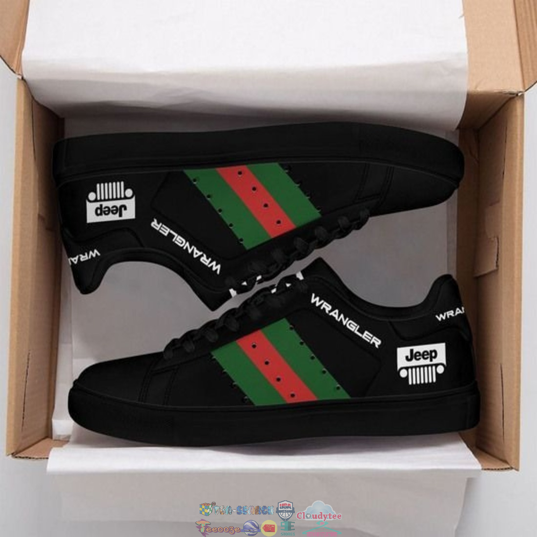 Jeep Wrangler Green Red Stripes Style 1 Stan Smith Low Top Shoes