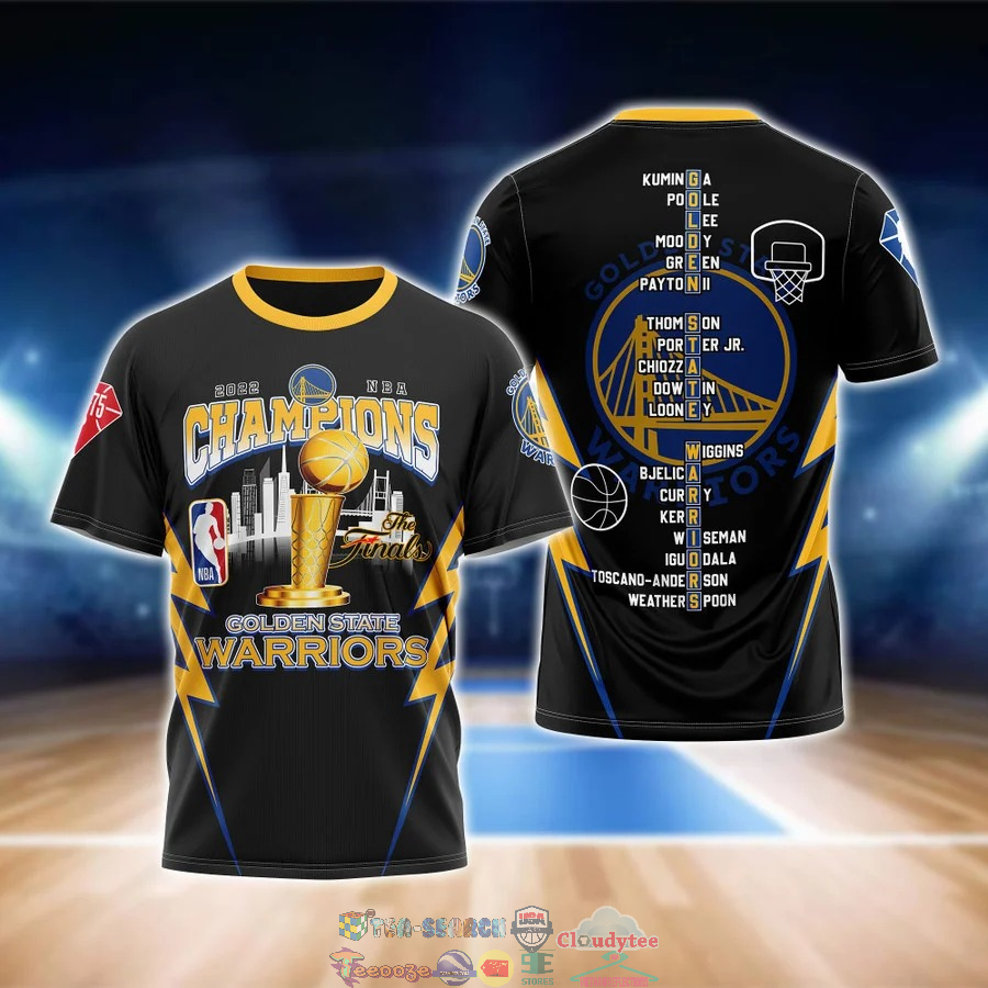Golden State Warriors 2022 NBA Champions Players Names Black 3D Shirt