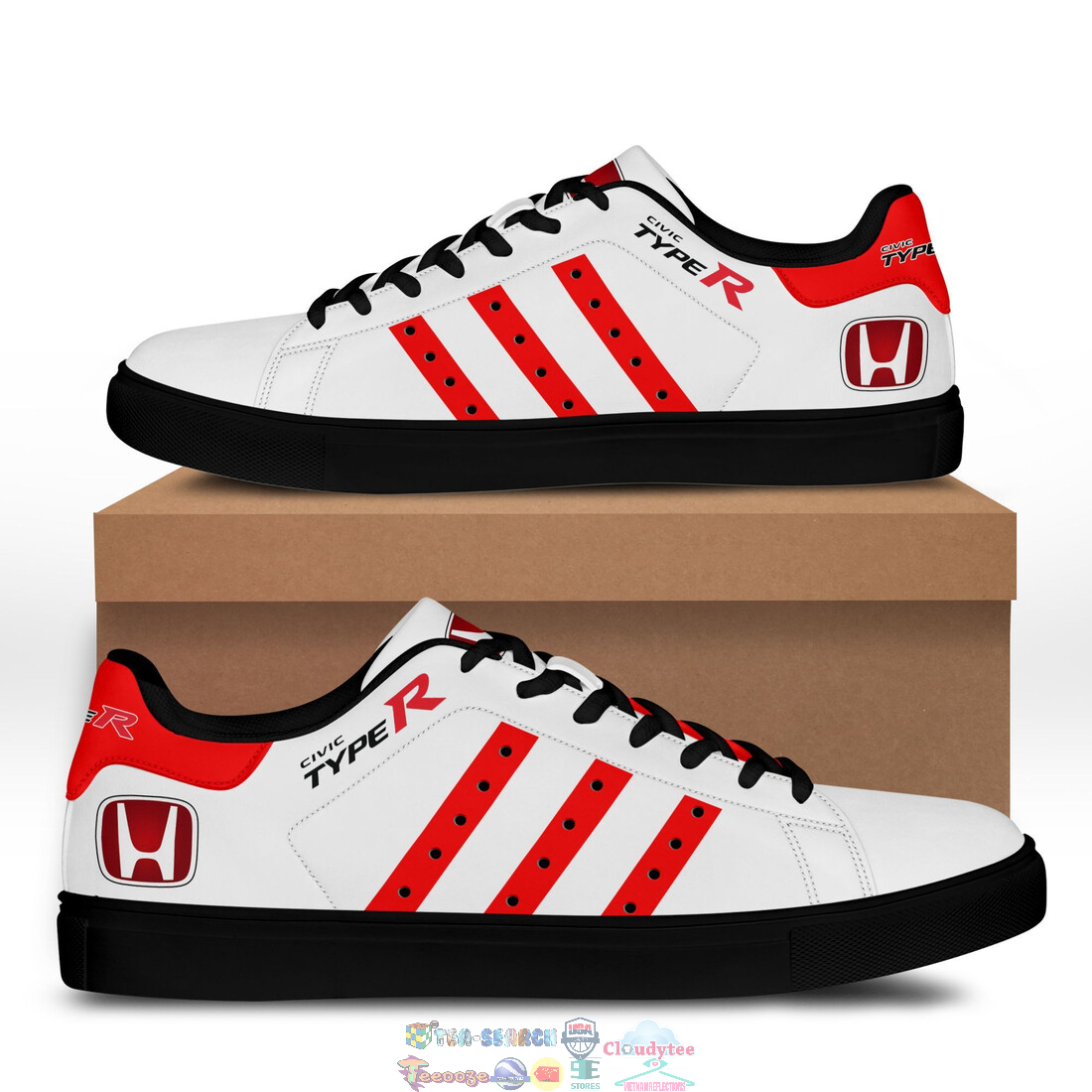 Honda Civic Type R Red Stripes Stan Smith Low Top Shoes