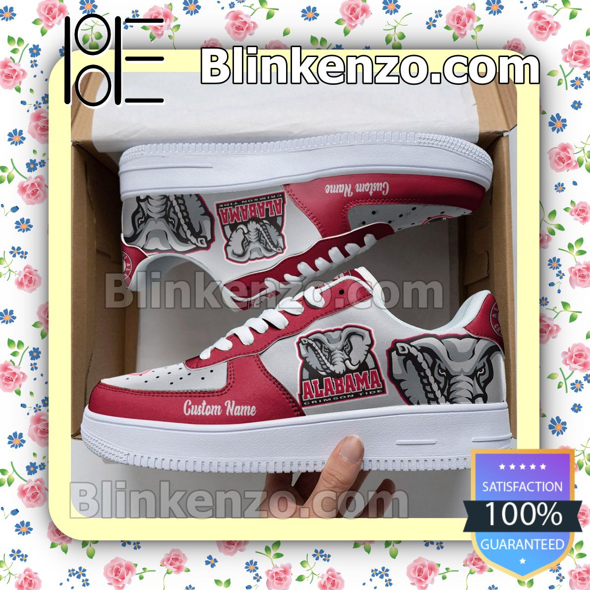 Alabama Crimson Tide Mascot Logo NCAA Nike Air Force Sneakers