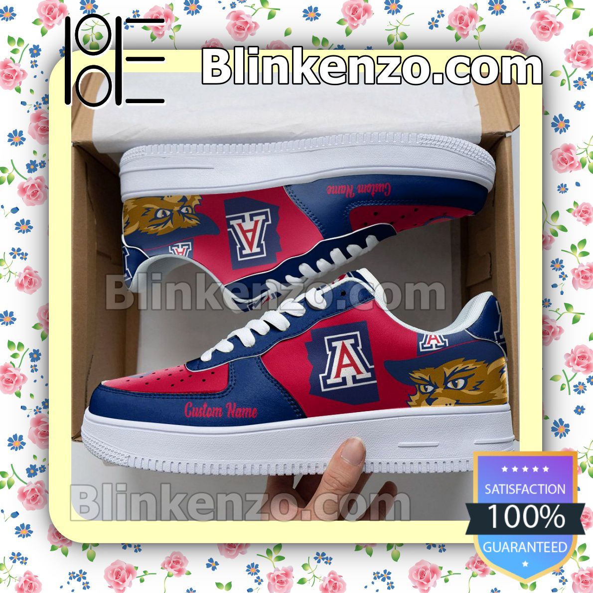 Arizona Wildcats Mascot Logo NCAA Nike Air Force Sneakers