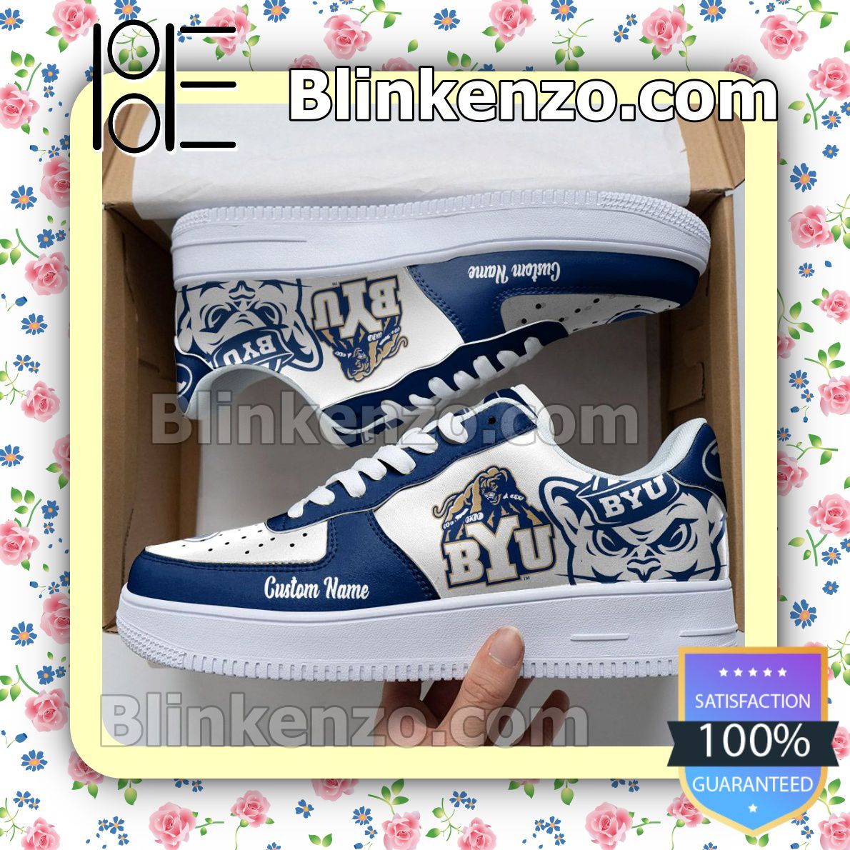 BYU Cougars Mascot Logo NCAA Nike Air Force Sneakers