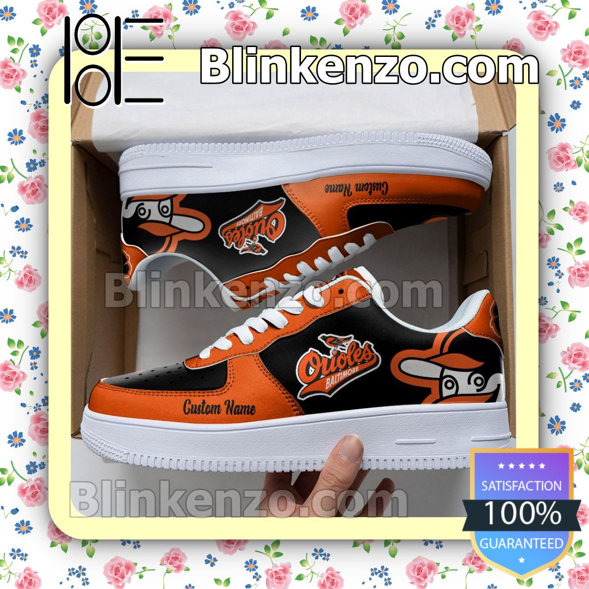 Baltimore Orioles Mascot Logo MLB Baseball Nike Air Force Sneakers