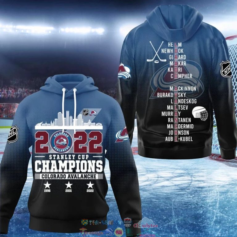 2022 Stanley Cup Champions Colorado Avalanche Blue 3D Shirt 5