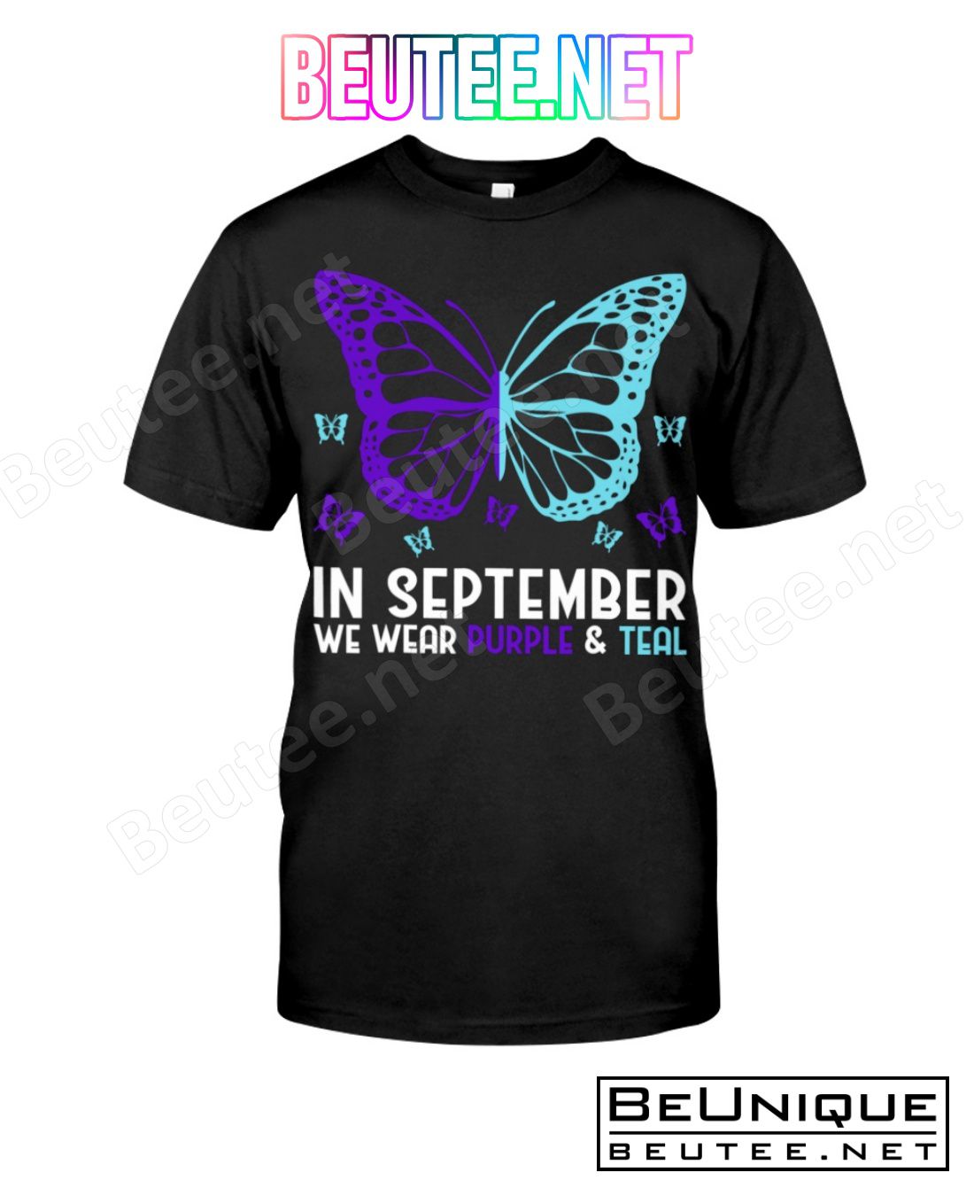 3D Butterfly In September We Wear Purple And Teal Shirt, Hoodie