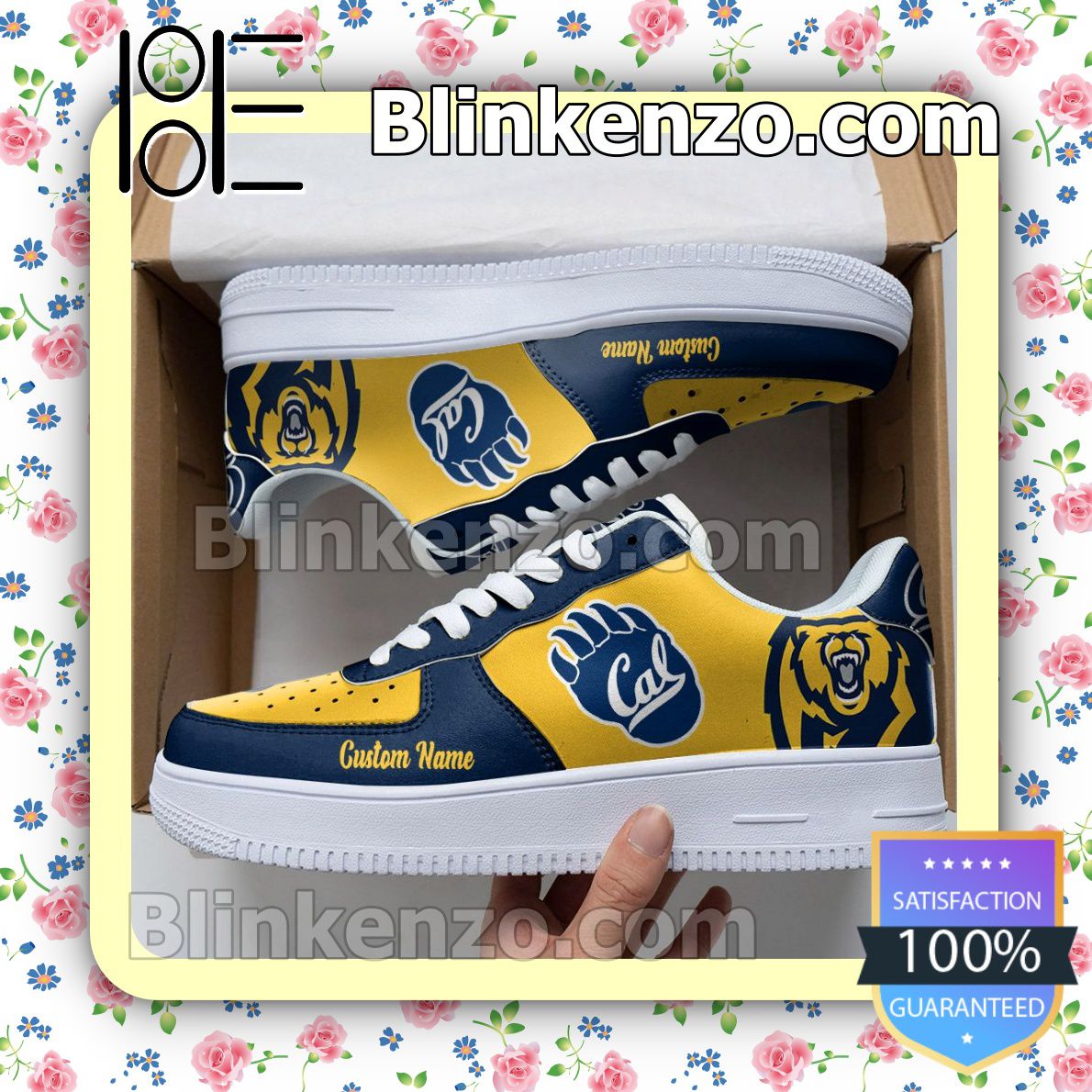 Amazing California Golden Bears Mascot Logo NCAA Nike Air Force Sneakers