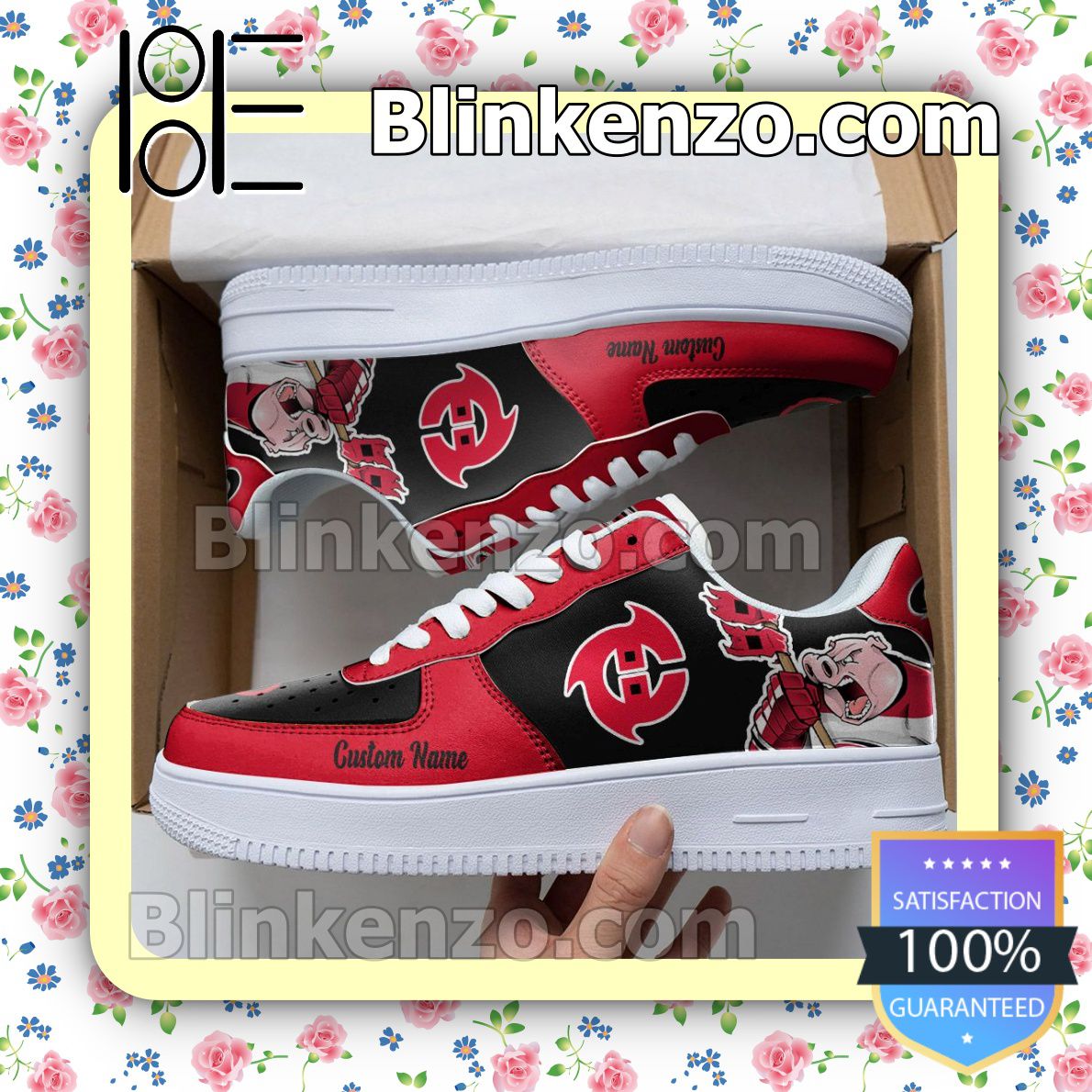 Nice Carolina Hurricanes Mascot Logo NHL Hockey Nike Air Force Sneakers