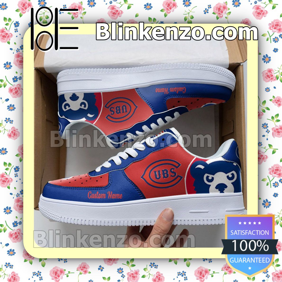 Chicago Cubs Mascot Logo MLB Baseball Nike Air Force Sneakers