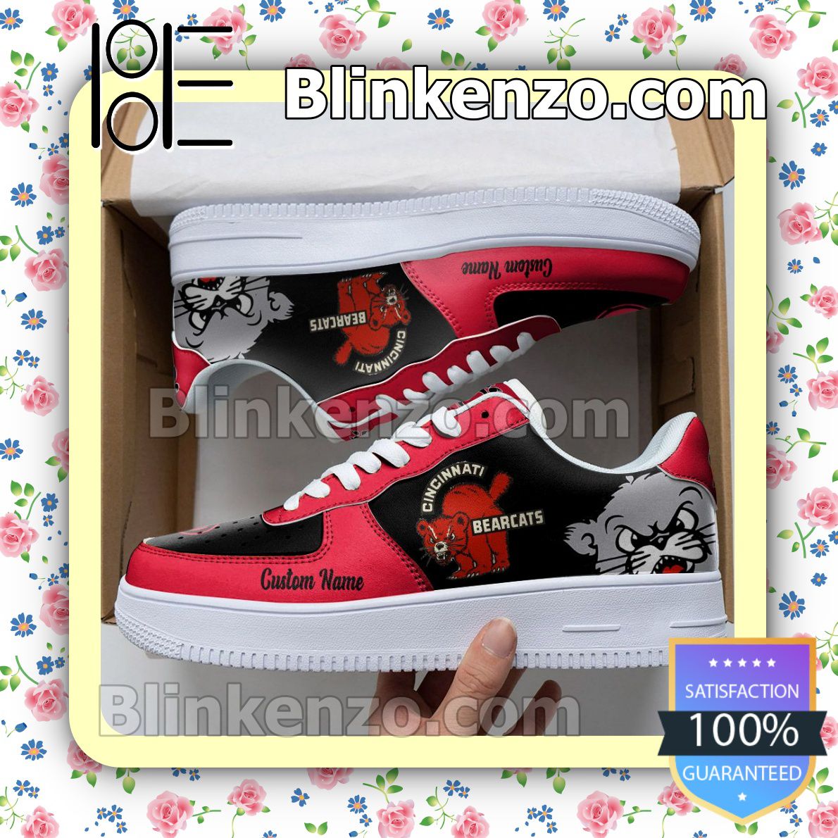 Cincinnati Bearcats Mascot Logo NCAA Nike Air Force Sneakers