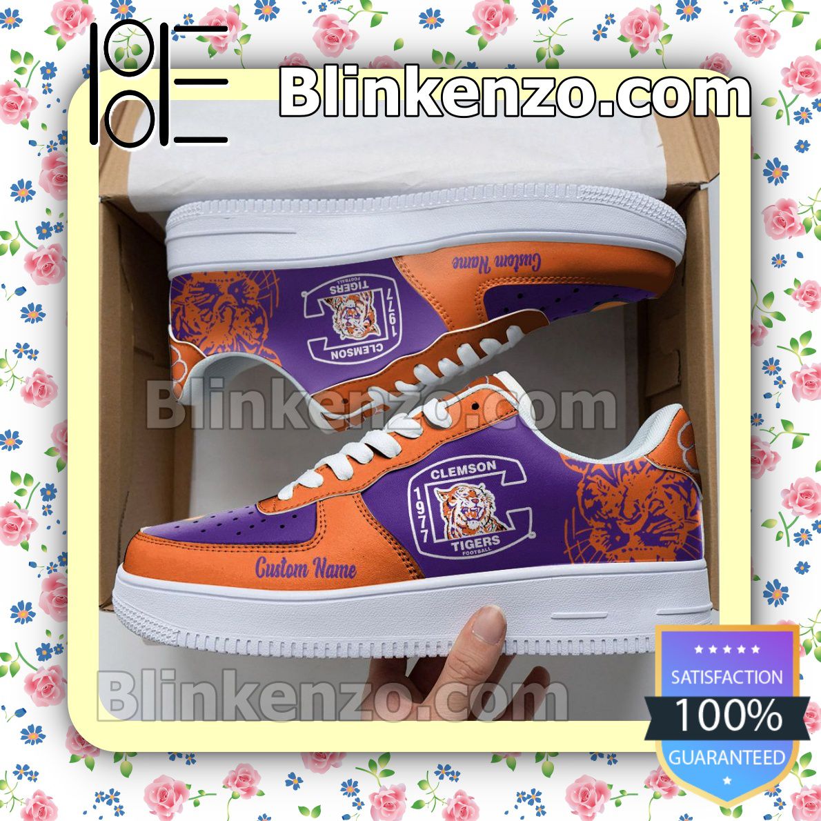 Adult Clemson Tigers Mascot Logo NCAA Nike Air Force Sneakers