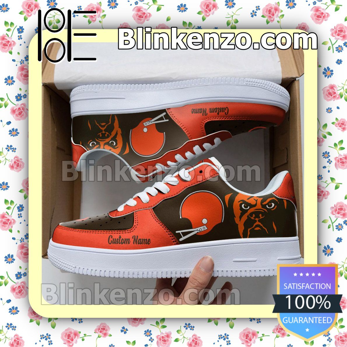 Cleveland Browns Mascot Logo NFL Football Nike Air Force Sneakers