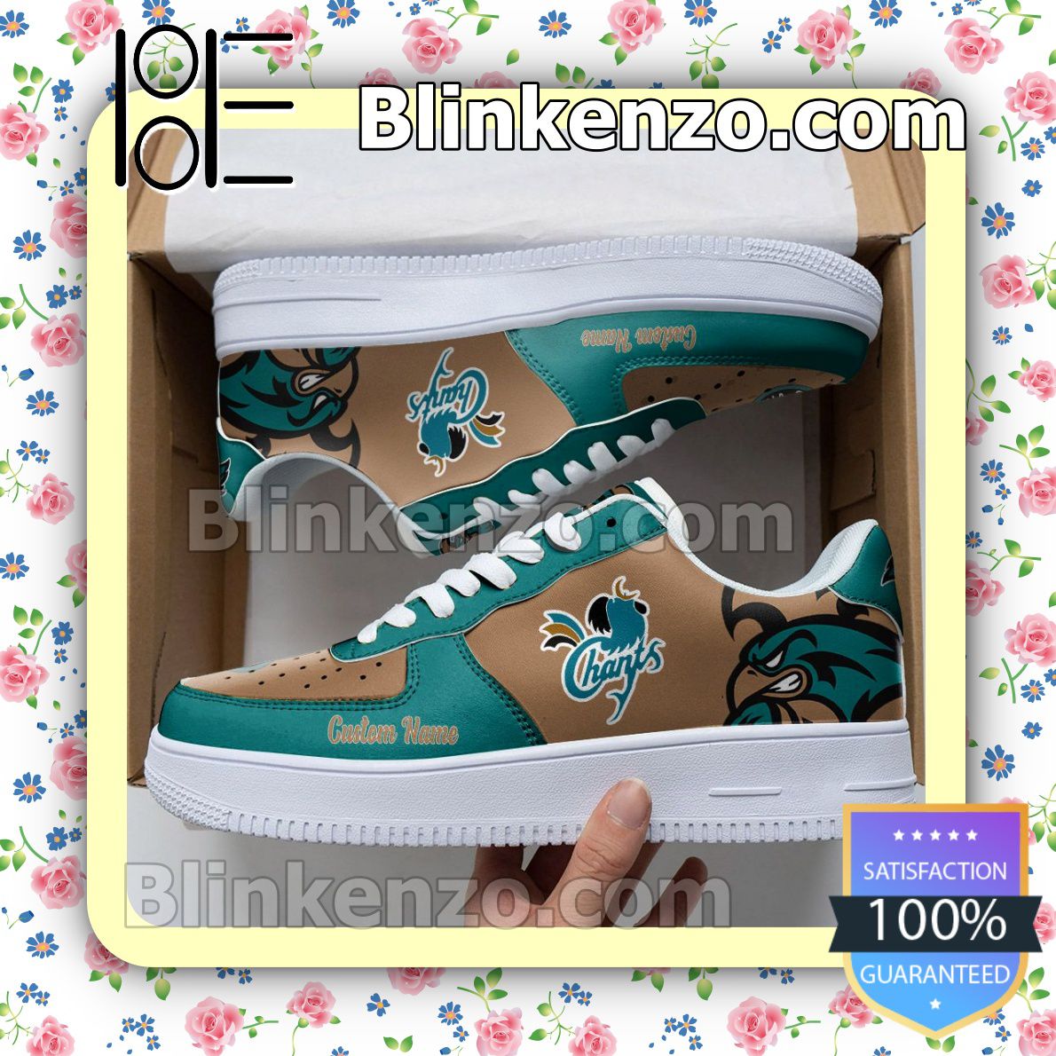 Coastal Carolina Chanticleers Mascot Logo NCAA Nike Air Force Sneakers