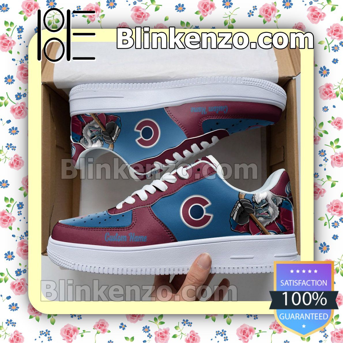 Best Colorado Avalanche Mascot Logo NHL Hockey Nike Air Force Sneakers