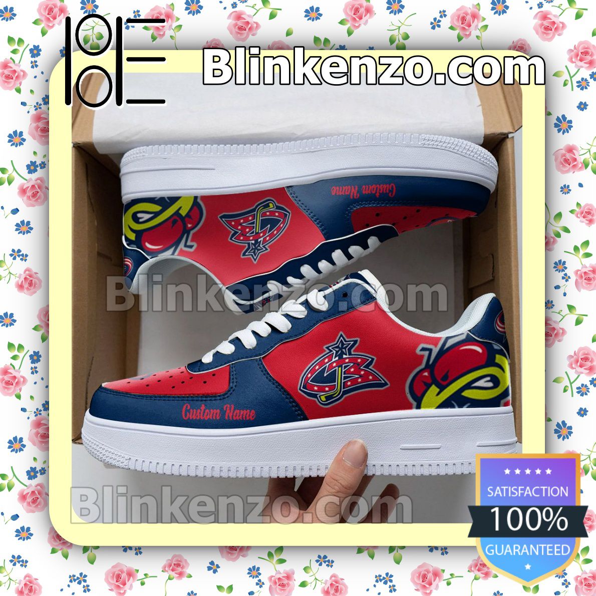 Columbus Blue Jackets Mascot Logo NHL Hockey Nike Air Force Sneakers