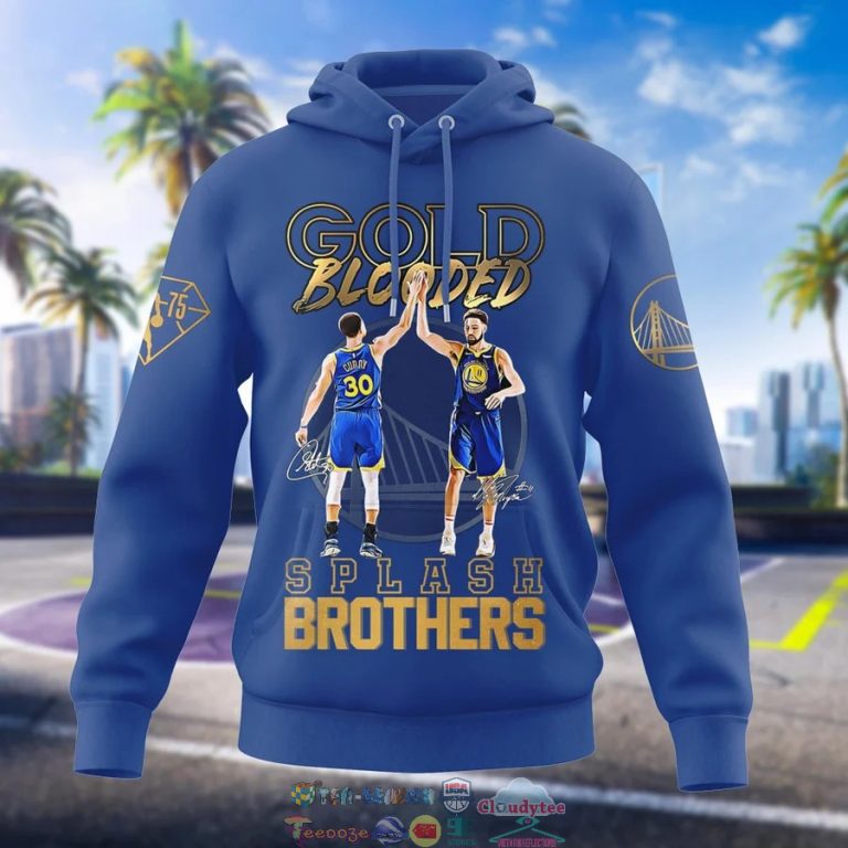 Golden State Warriors Gold Blooded Splash Brothers Blue 3D Shirt 5
