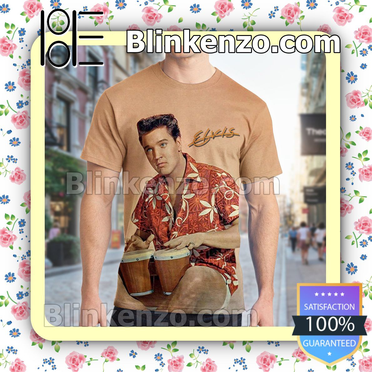 Great artwork! Elvis Presley In Blue Hawaii Drumming Custom Shirt