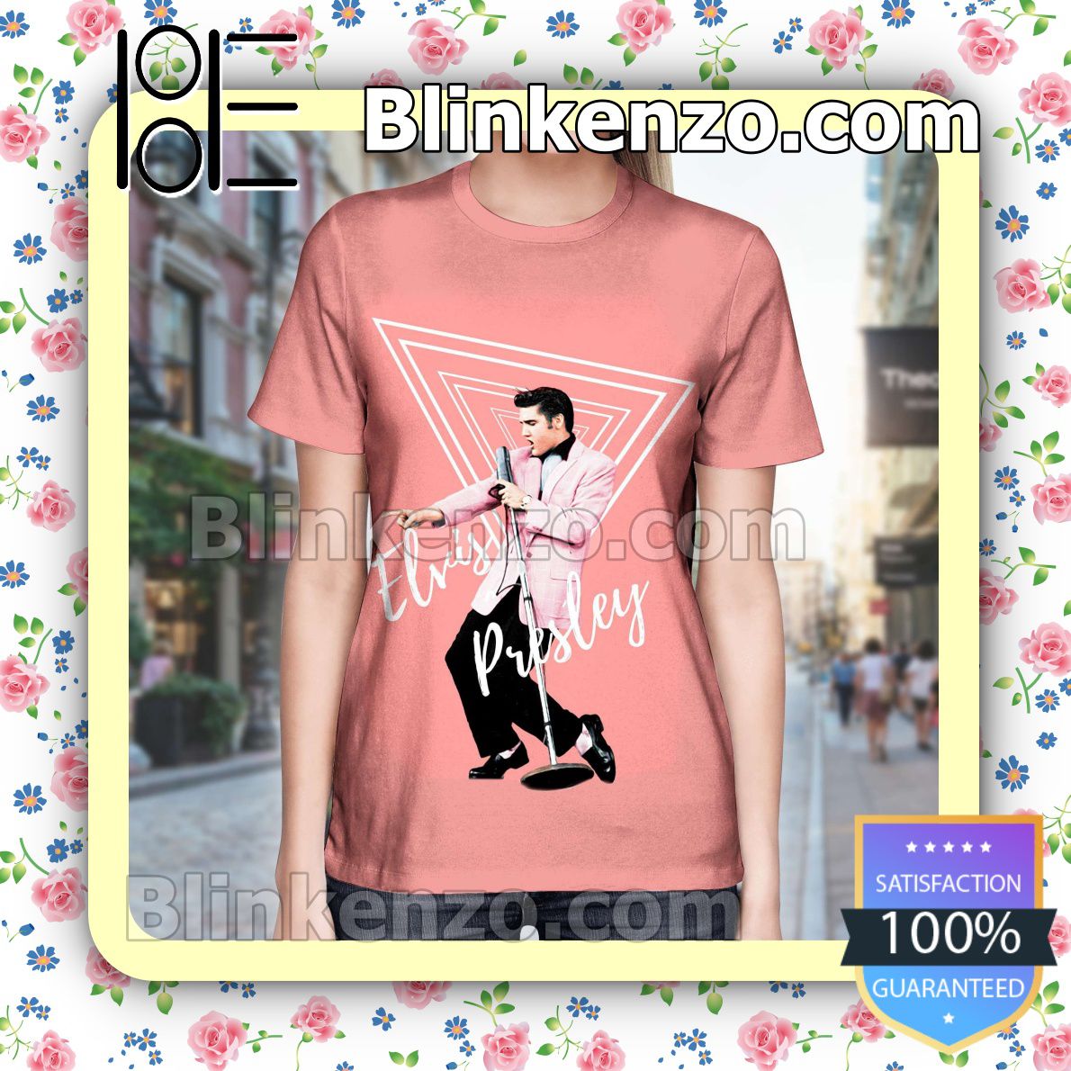 Free Ship Elvis Presley Poster Pink The King Of Rock Custom Shirt