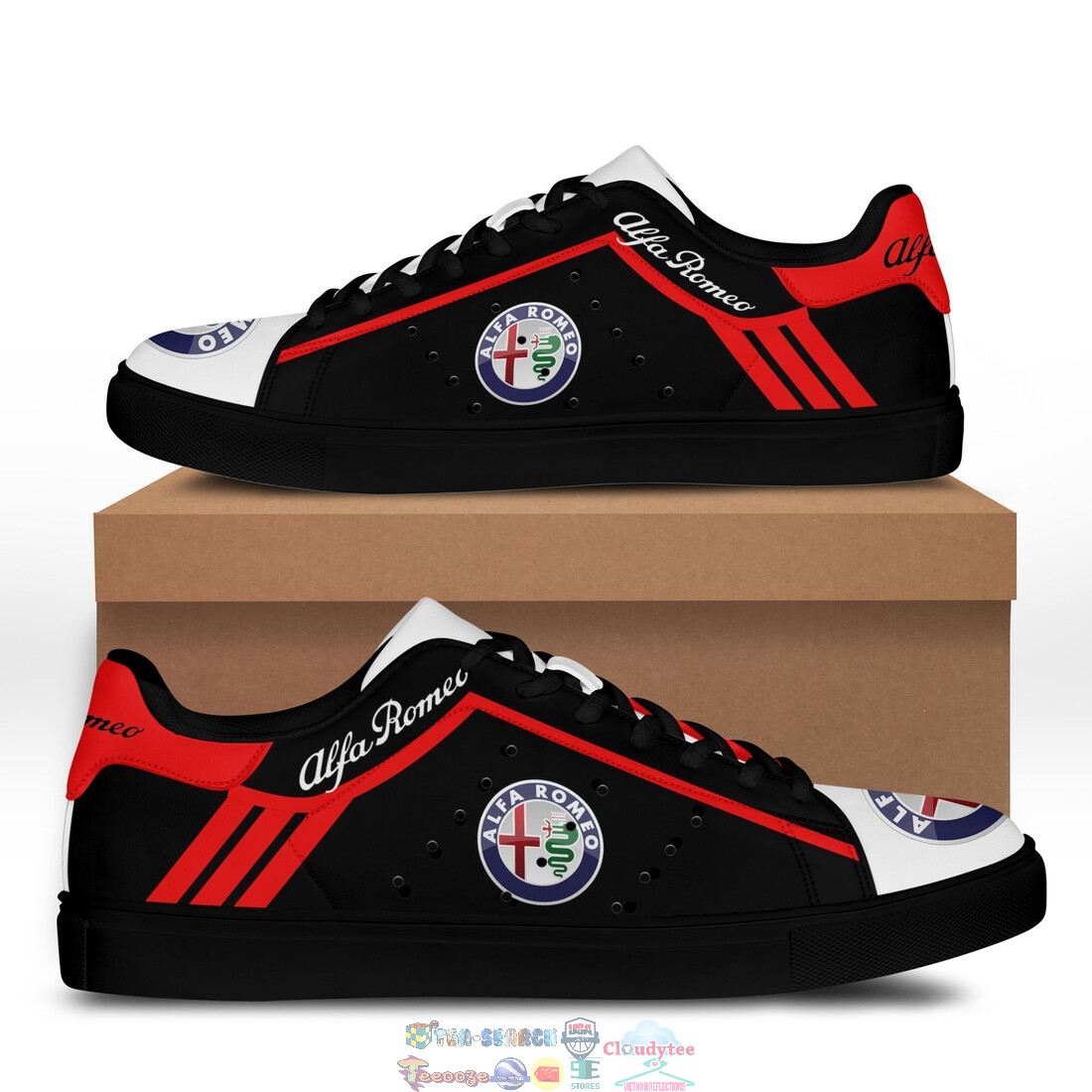 Alfa Romeo Red Black Stan Smith Low Top Shoes