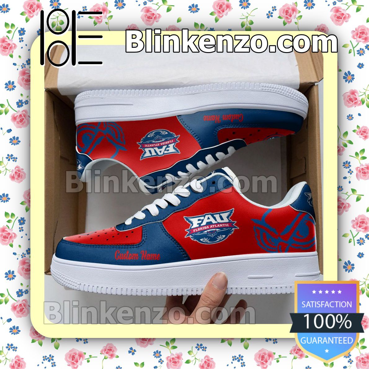 Drop Shipping Florida Atlantic Owls Mascot Logo NCAA Nike Air Force Sneakers