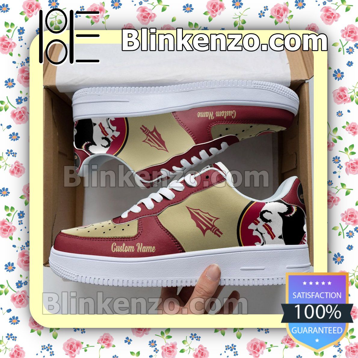 Real Florida State Seminoles Mascot Logo NCAA Nike Air Force Sneakers