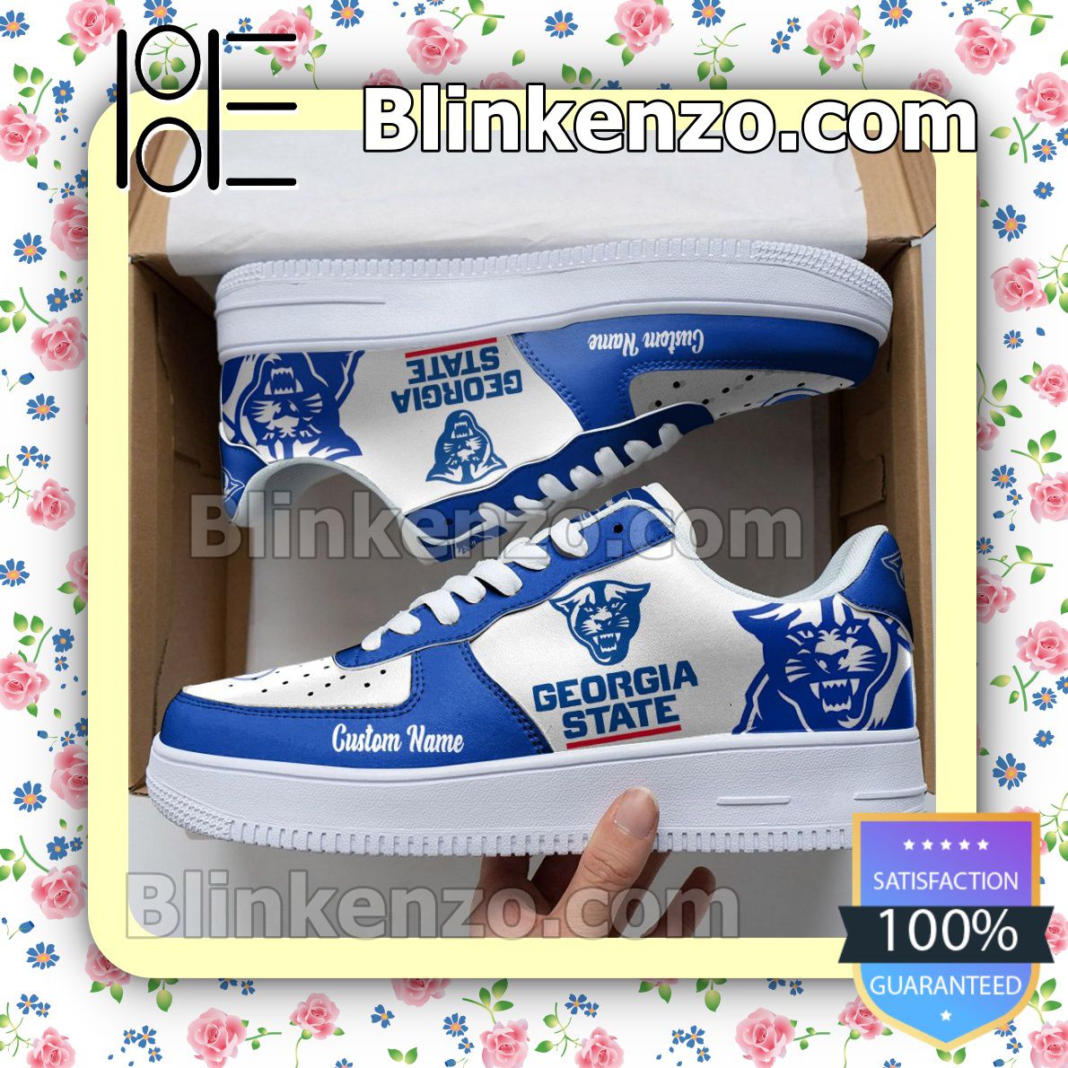 Funny Tee Georgia State Panthers Mascot Logo NCAA Nike Air Force Sneakers