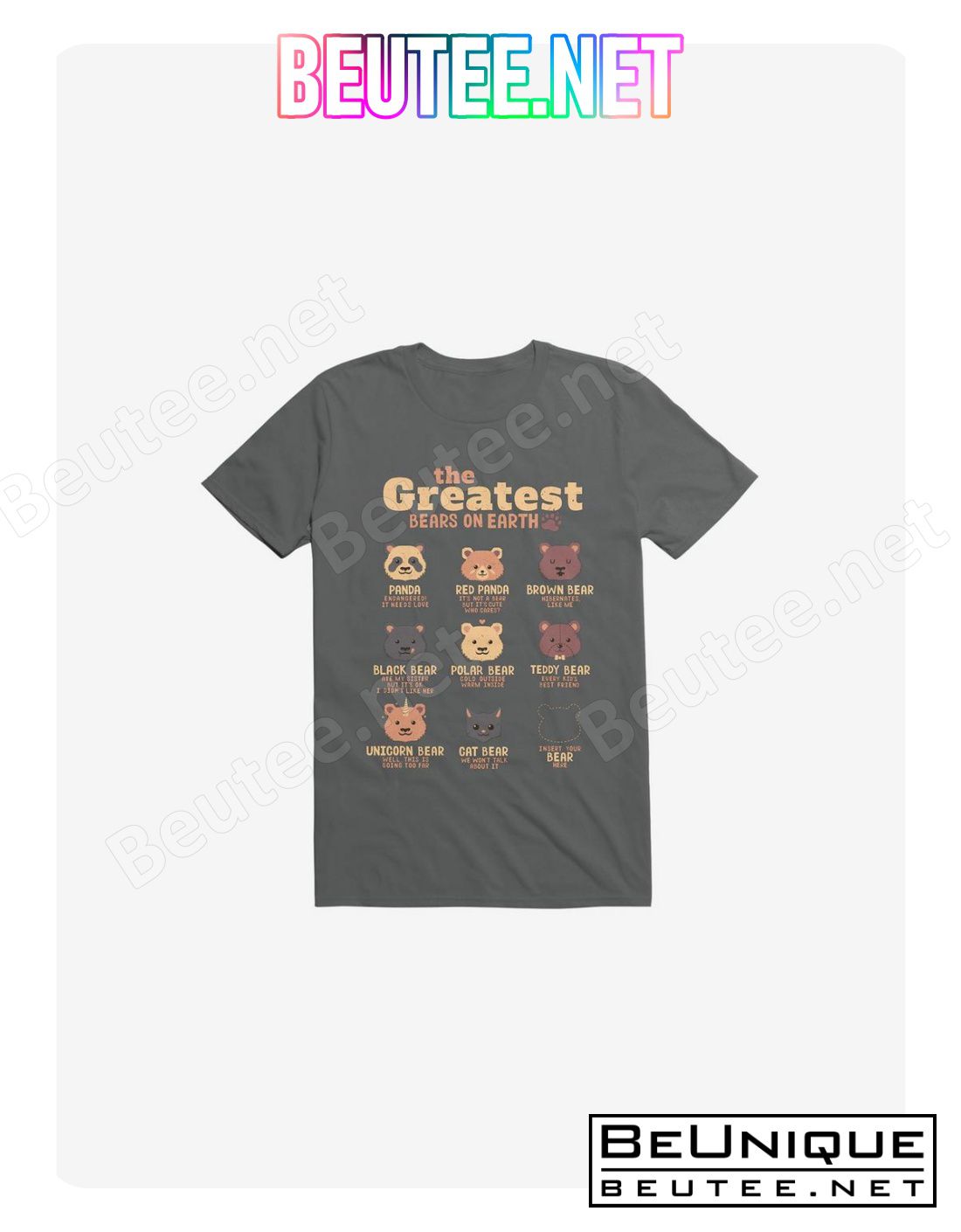 Greatest Bears Insert Your Bear Charcoal Grey T-Shirt
