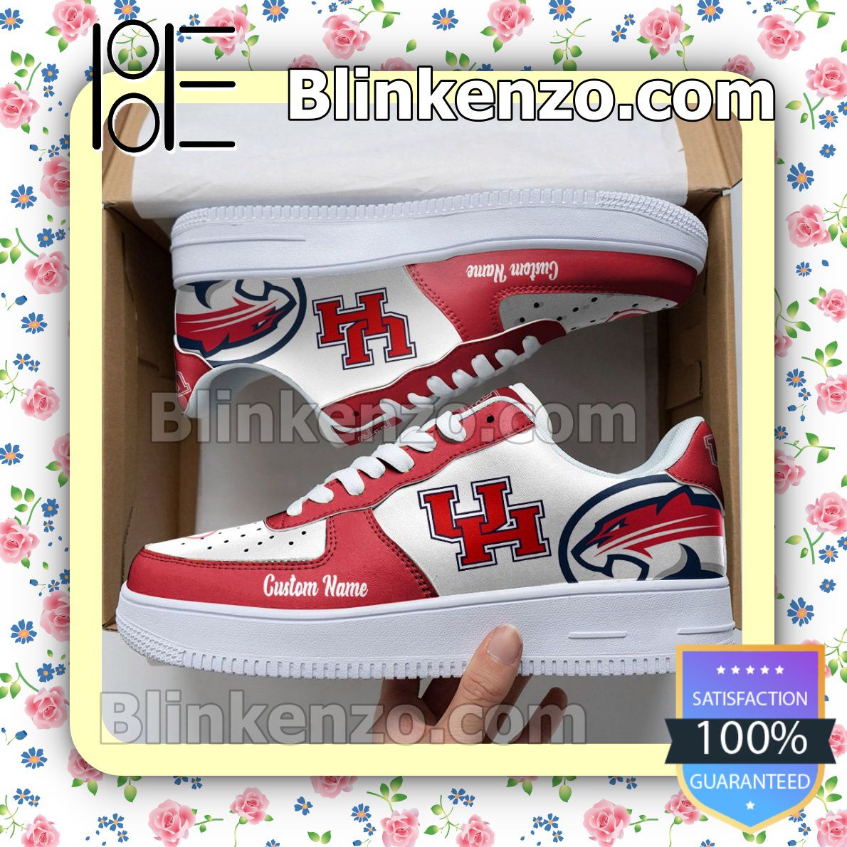 Houston Cougars Mascot Logo NCAA Nike Air Force Sneakers