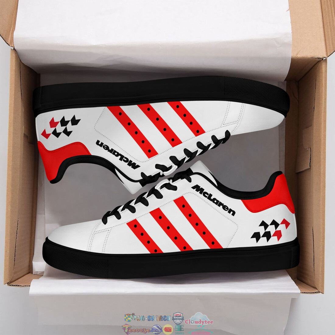McLaren Red Stripes Stan Smith Low Top Shoes