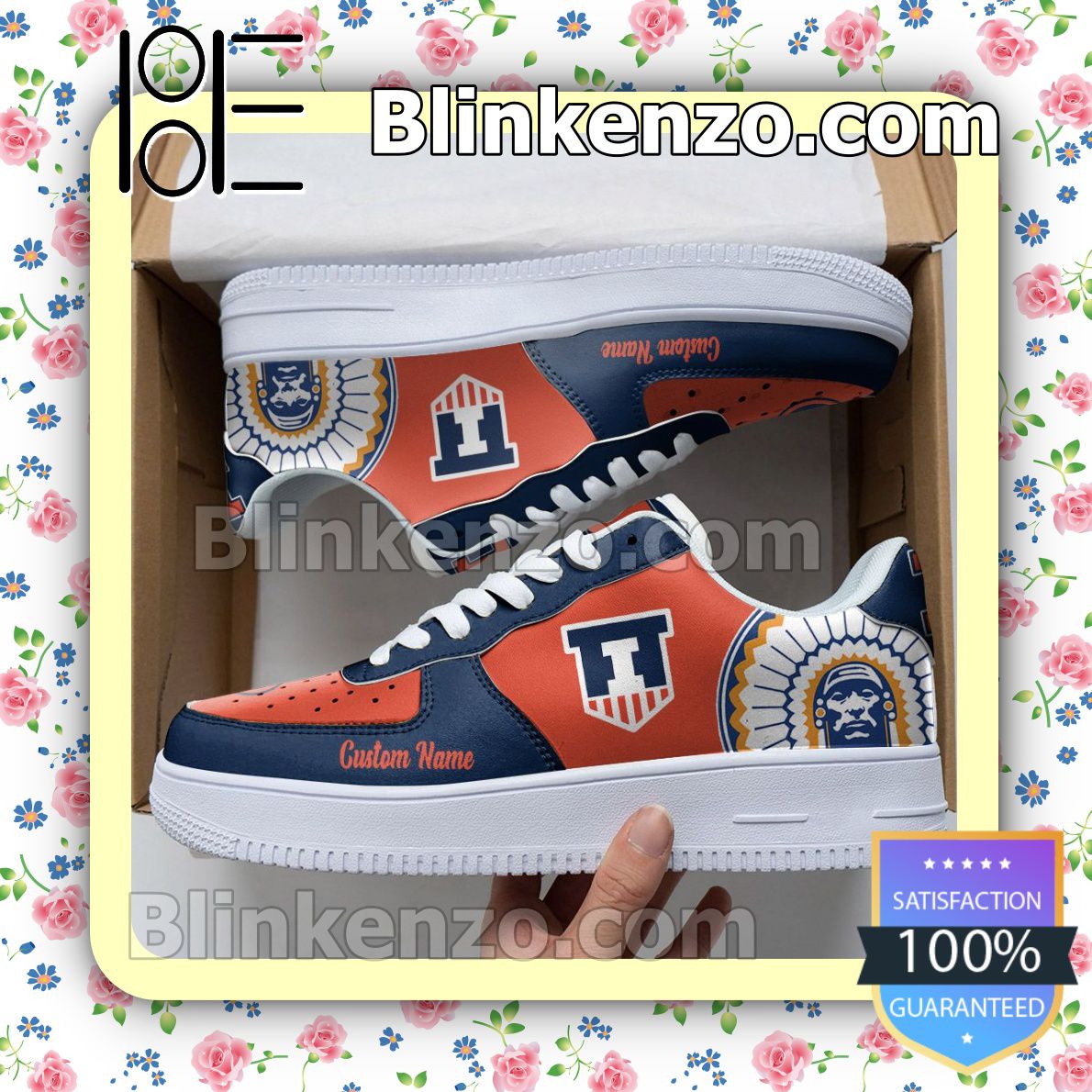 Illinois Fighting Illini Mascot Logo NCAA Nike Air Force Sneakers