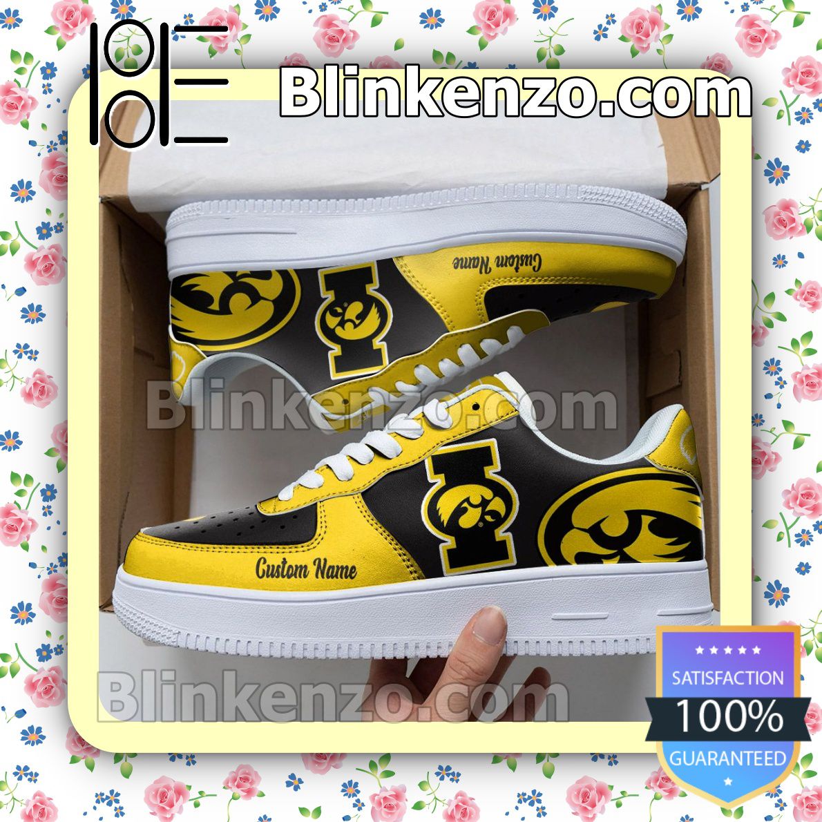 Iowa Hawkeyes Mascot Logo NCAA Nike Air Force Sneakers