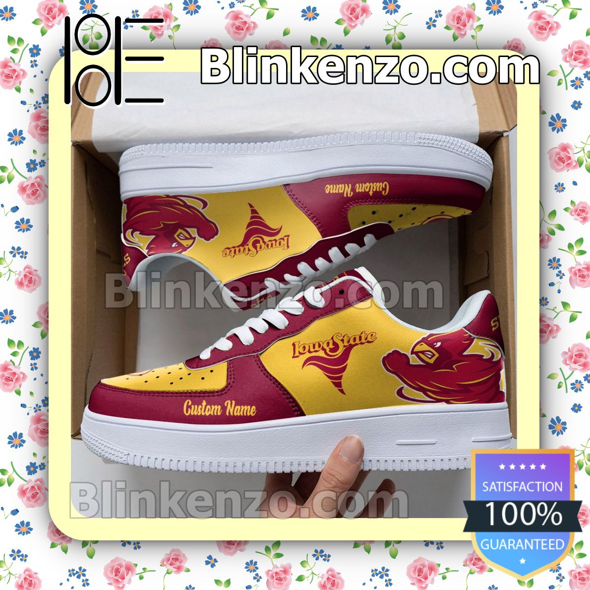 Iowa State Cyclones Mascot Logo NCAA Nike Air Force Sneakers