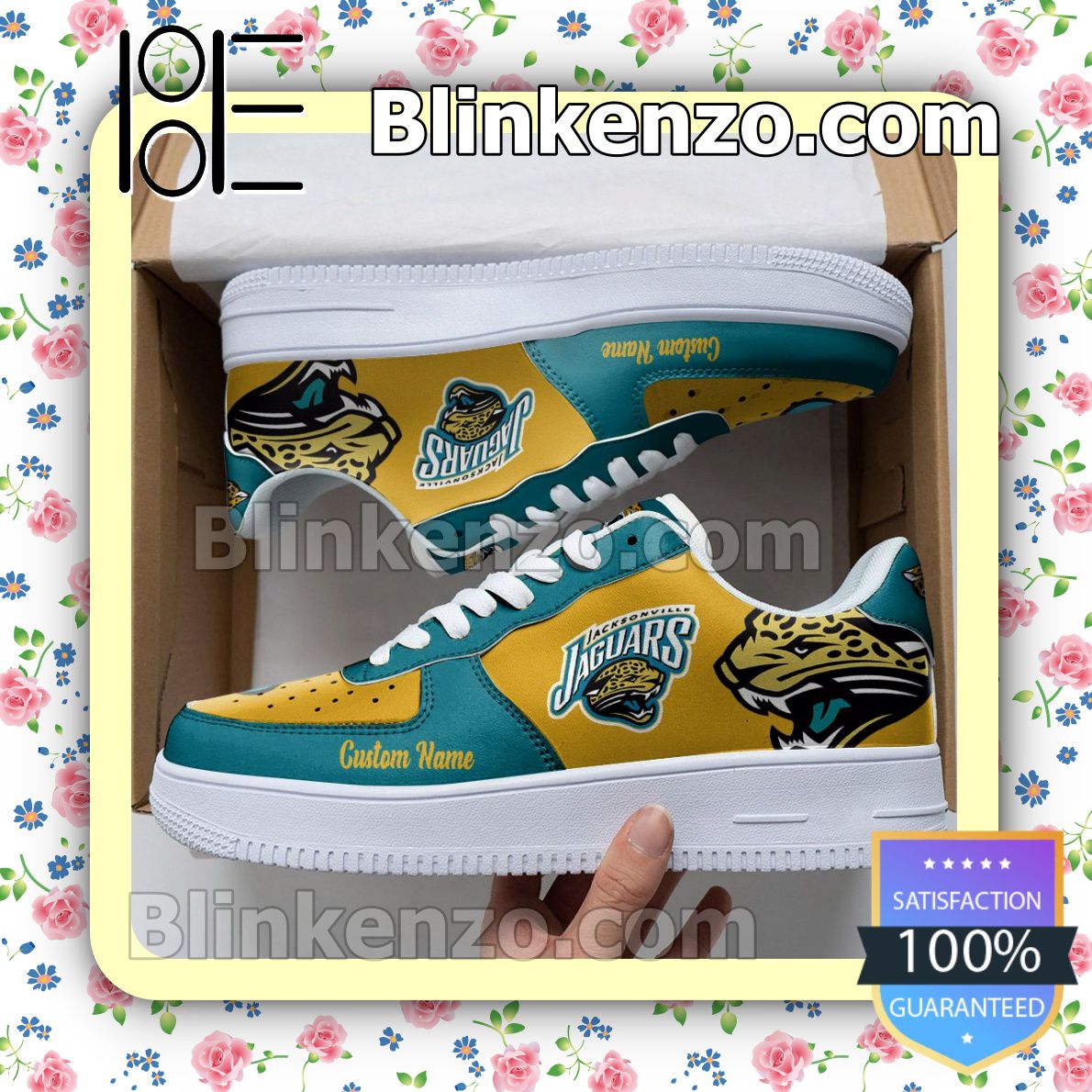 Popular Jacksonville Jaguars Mascot Logo NFL Football Nike Air Force Sneakers