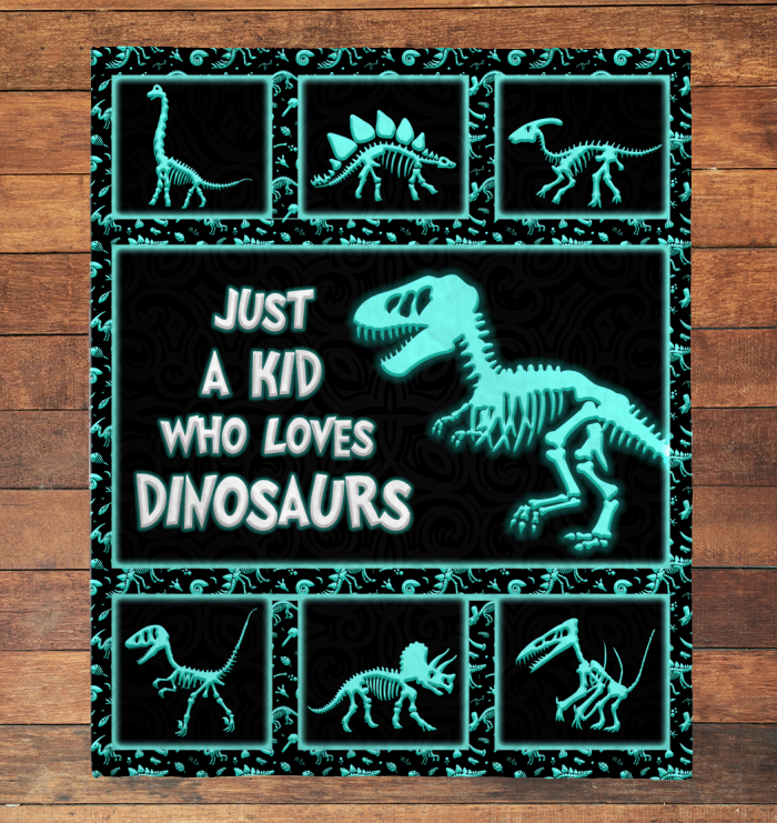 Just A Kid Who Loves Dinosaurs Blanket 1