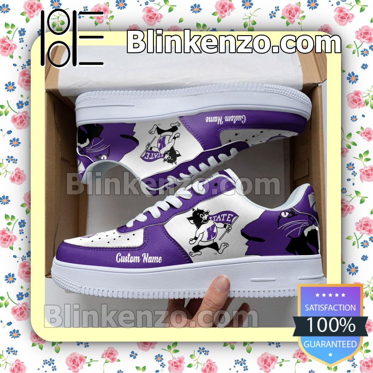 Kansas State Wildcats Mascot Logo NCAA Nike Air Force Sneakers