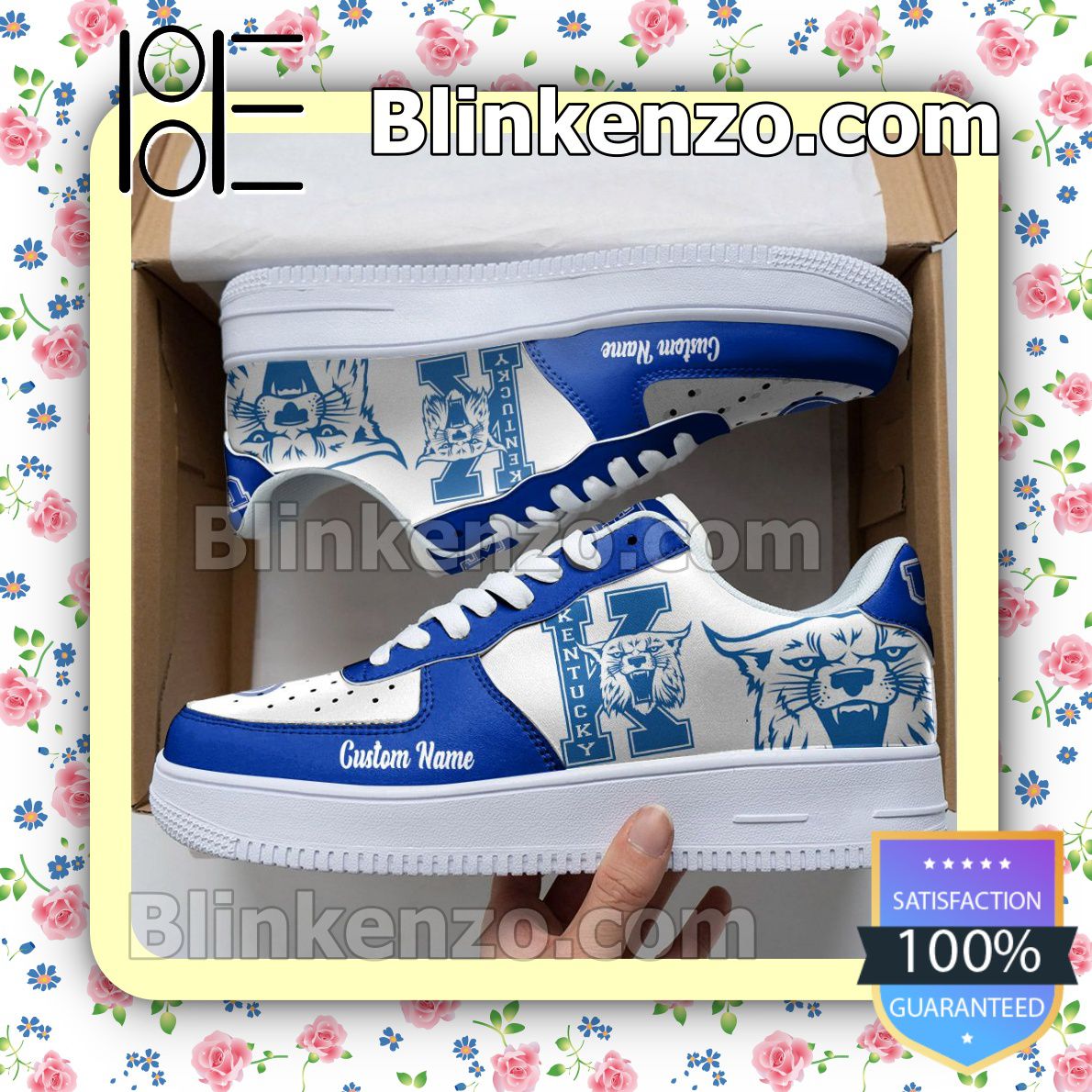 Kentucky Wildcats Mascot Logo NCAA Nike Air Force Sneakers