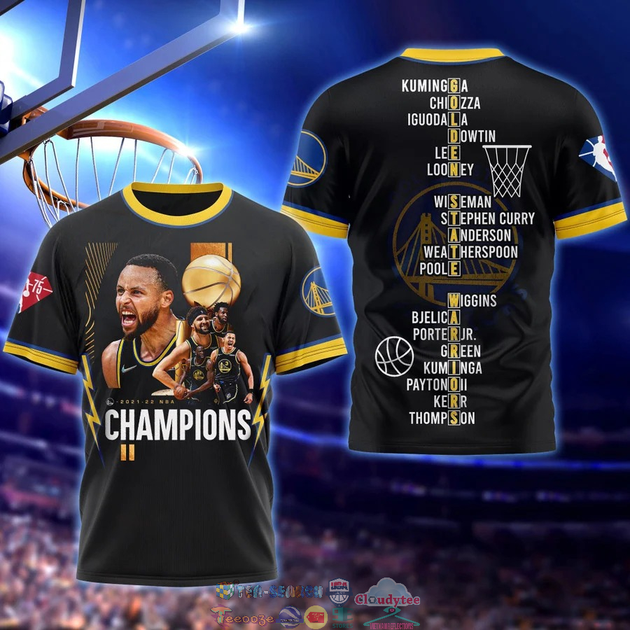 Golden State Warriors 2021-22 NBA Champions Players Names 3D Shirt