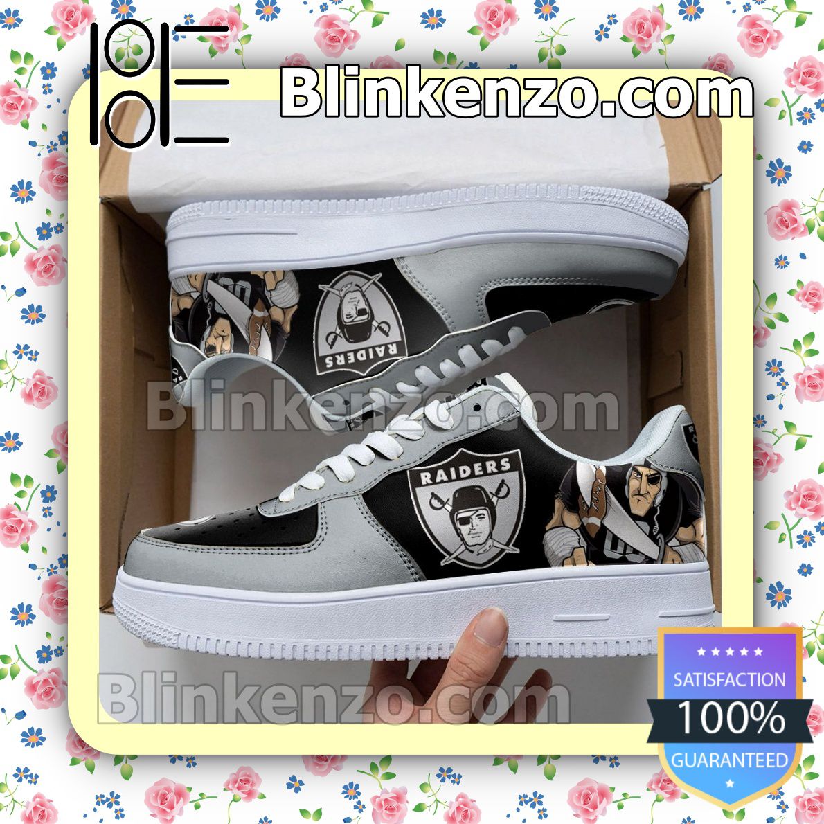 POD Las Vegas Raiders Mascot Logo NFL Football Nike Air Force Sneakers