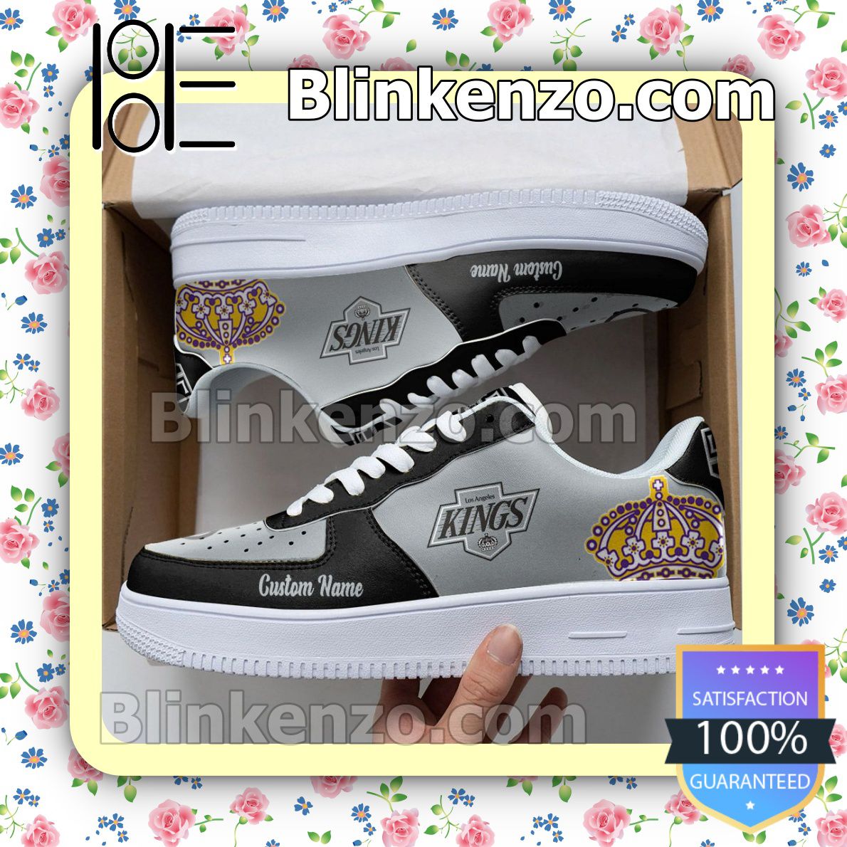 Los Angeles Kings Mascot Logo NHL Hockey Nike Air Force Sneakers