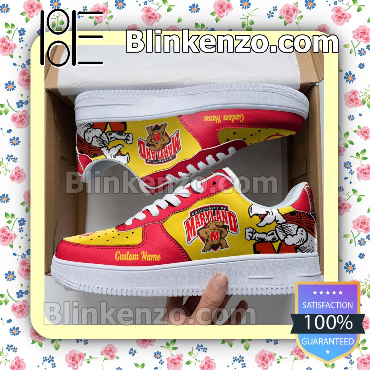 Amazon Maryland Terrapins Mascot Logo NCAA Nike Air Force Sneakers