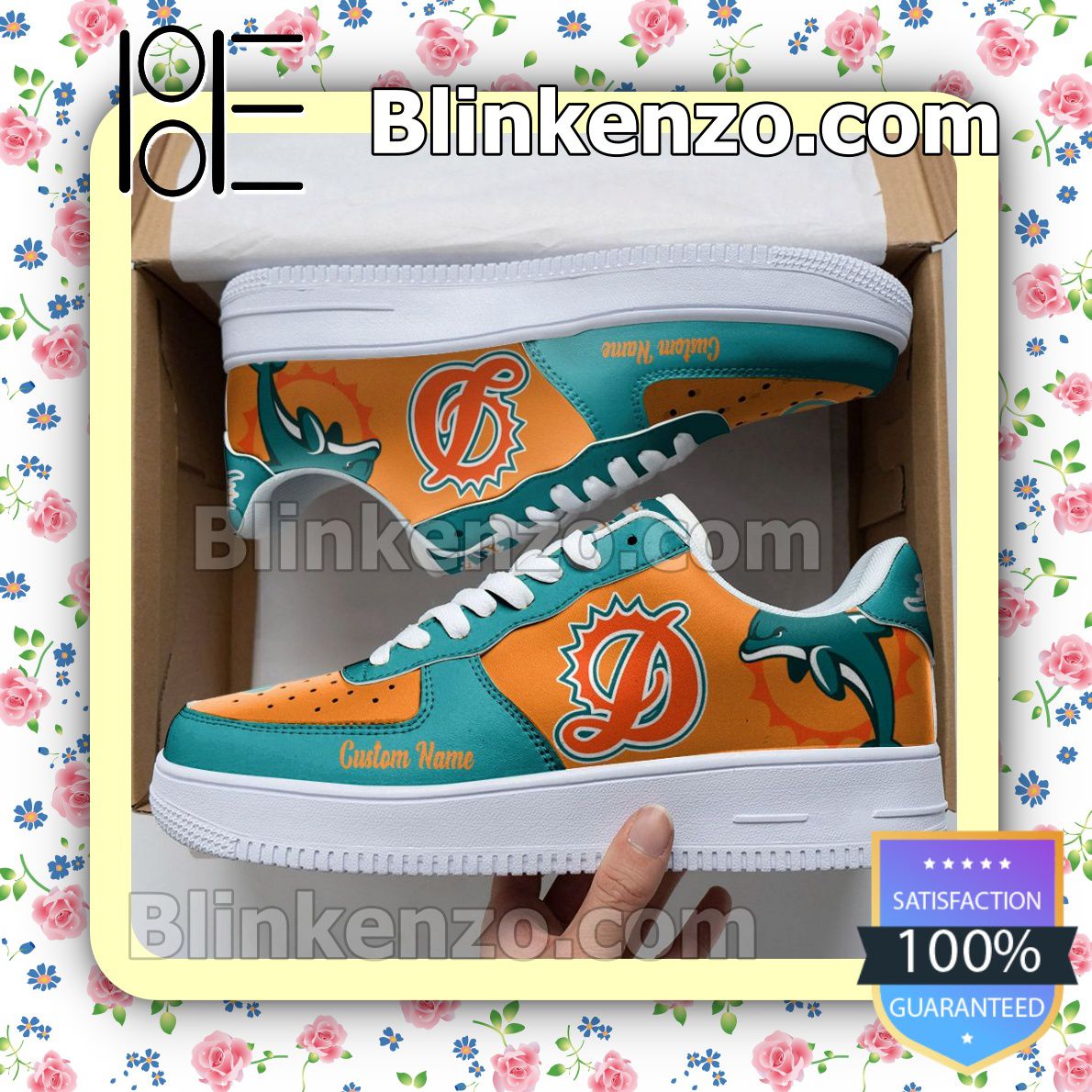 Near me Miami Dolphins Mascot Logo NFL Football Nike Air Force Sneakers