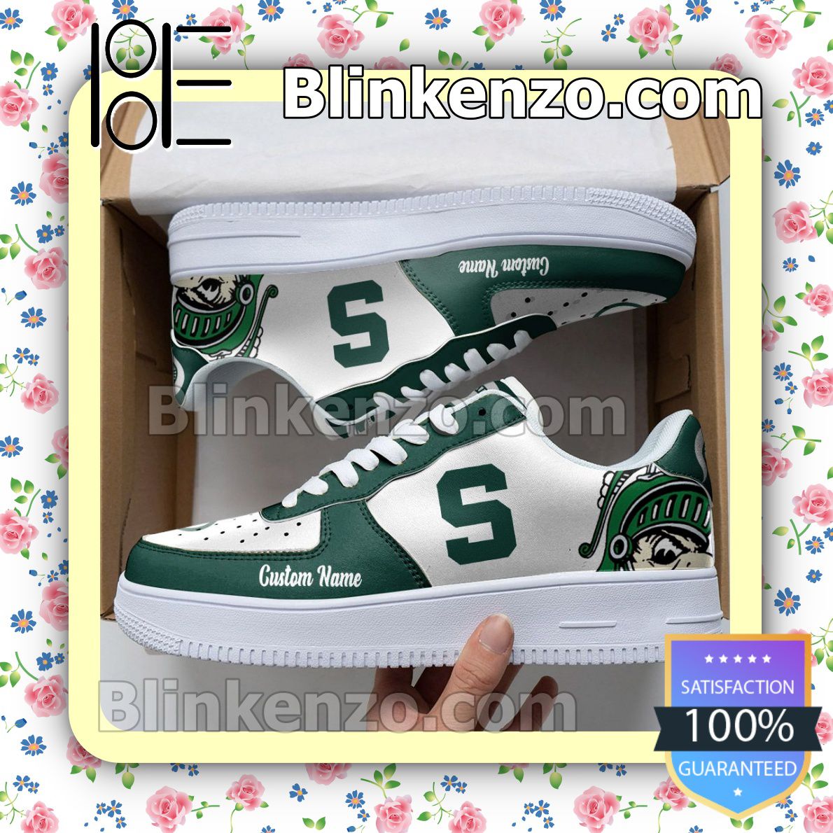 Father’s Day Gift Michigan State Spartans Mascot Logo NCAA Nike Air Force Sneakers