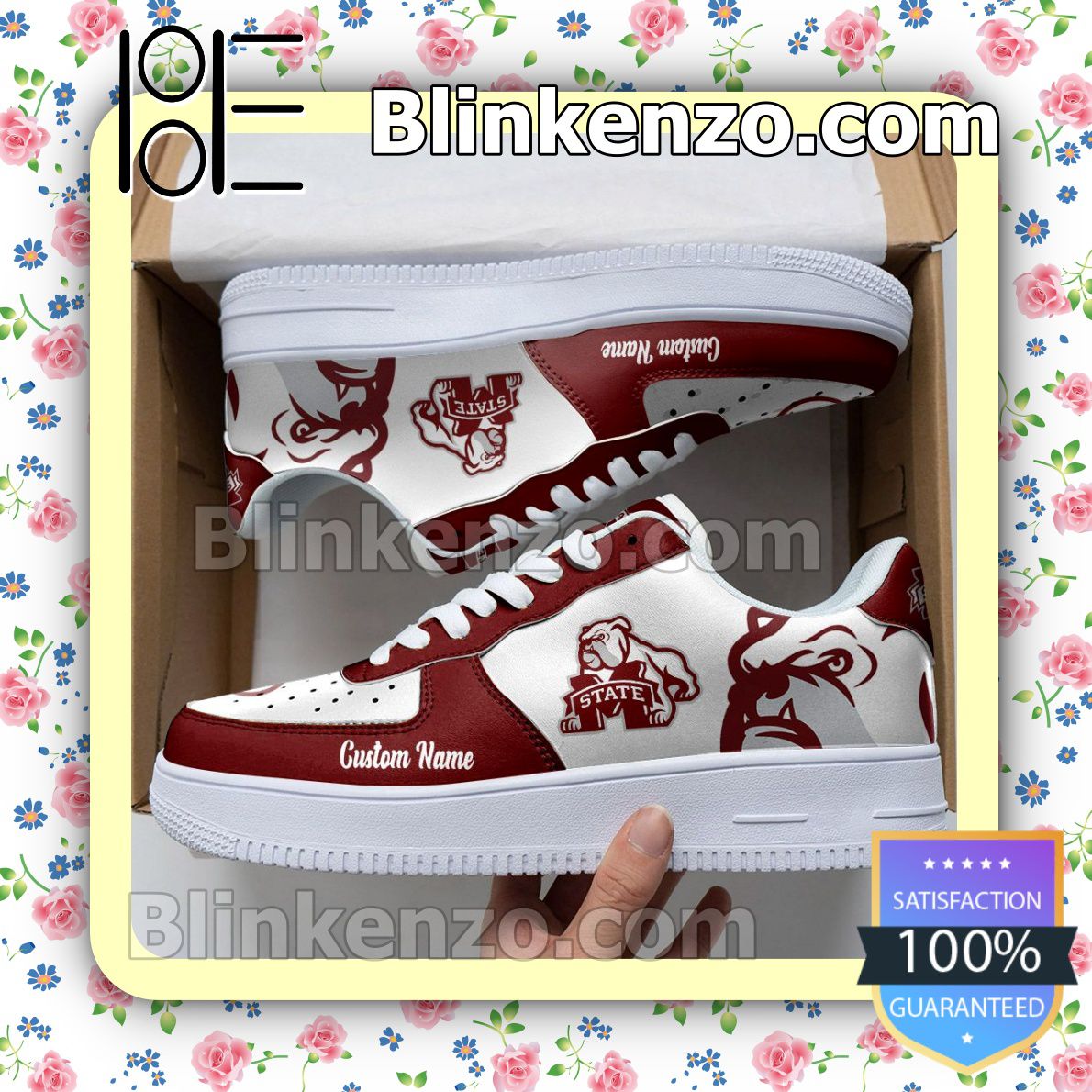 Mississippi State Bulldogs Mascot Logo NCAA Nike Air Force Sneakers