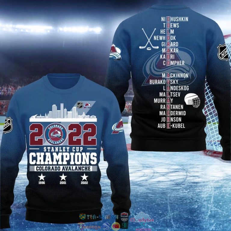 2022 Stanley Cup Champions Colorado Avalanche Blue 3D Shirt 6