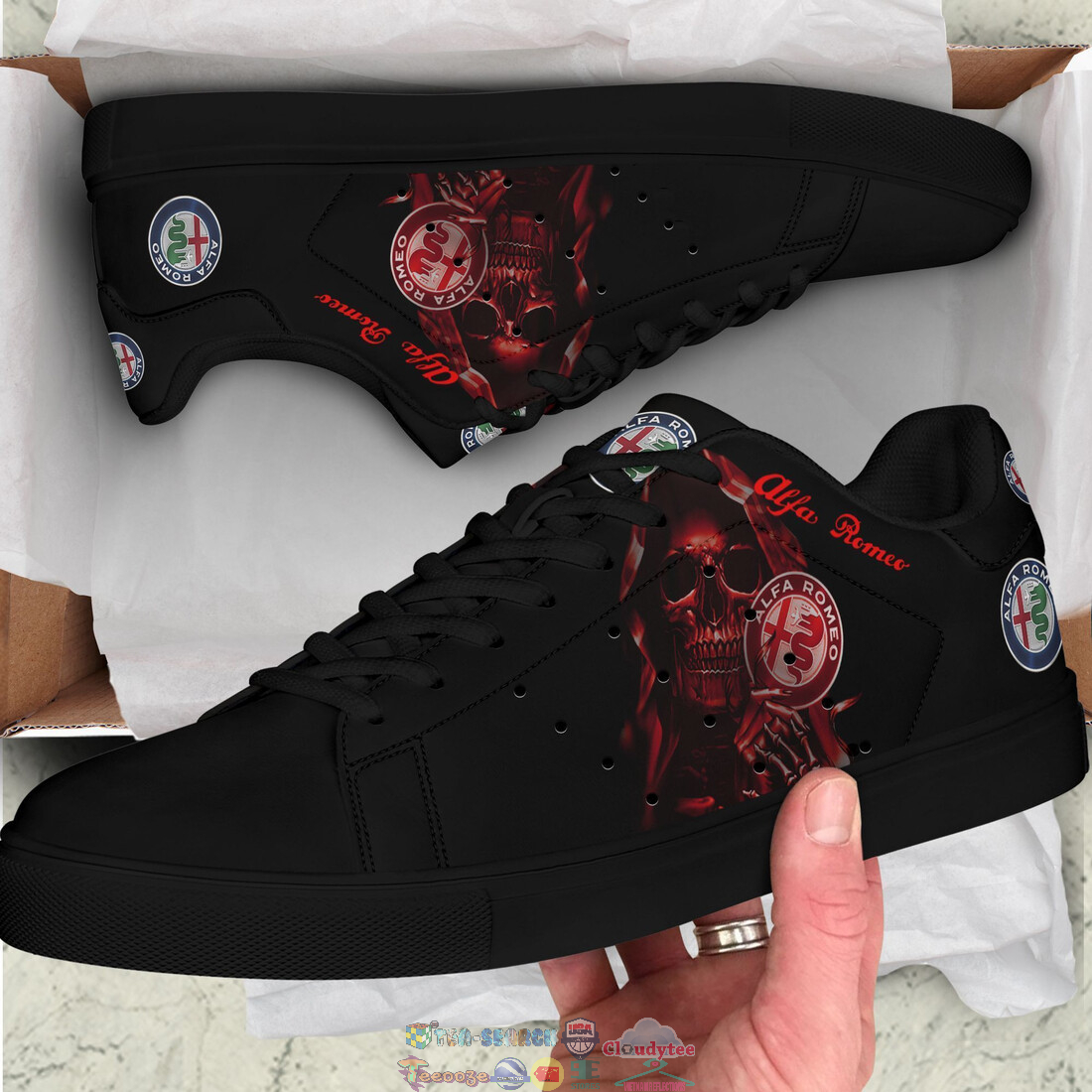 Alfa Romeo Red Skull Stan Smith Low Top Shoes